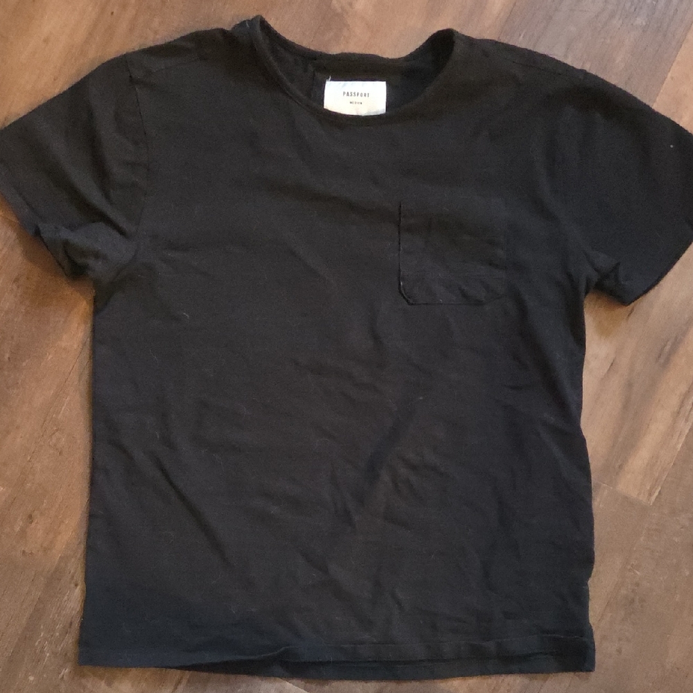 Passport Black Tee with Pocket